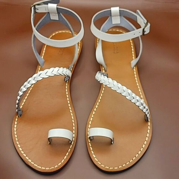 Soludos Madrid White Toe Ring Ankle Strap Sandals - Picture 1 of 12